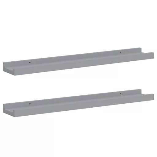 2 db szürke MDF szegélypolc képkeretekhez 60 x 9 x 3 cm