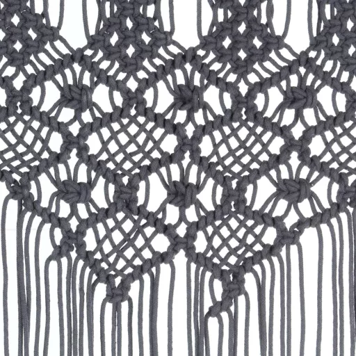 Antracitszürke makramé pamutfüggöny 140 x 240 cm