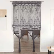 Antracitszürke makramé pamutfüggöny 140 x 240 cm