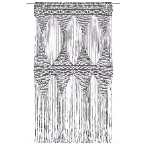 Antracitszürke makramé pamutfüggöny 140 x 240 cm