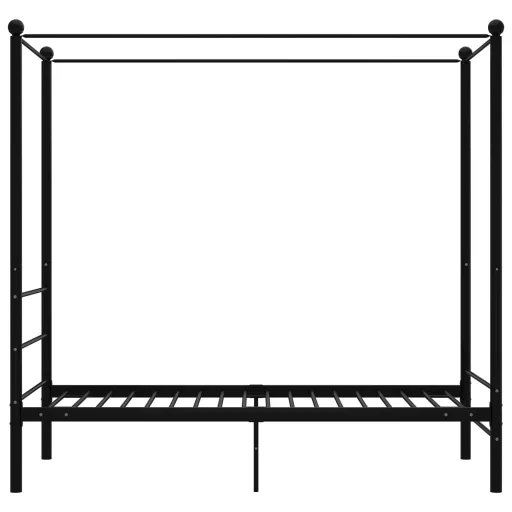 Fekete fém baldachinos ágykeret 90 x 200 cm