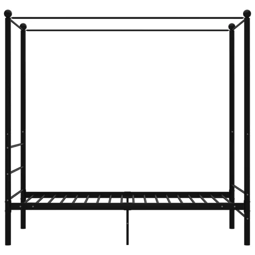 Fekete fém baldachinos ágykeret 100 x 200 cm