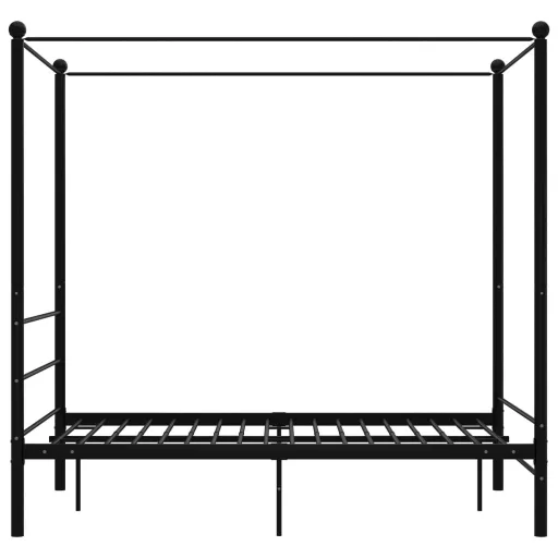 Fekete fém baldachinos ágykeret 120 x 200 cm