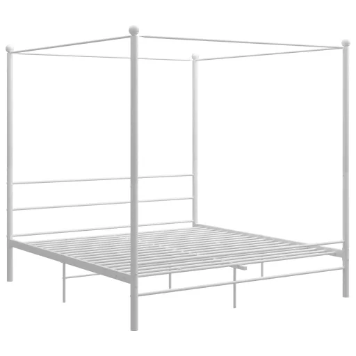 Fehér fém baldachinos ágykeret 200 x 200 cm