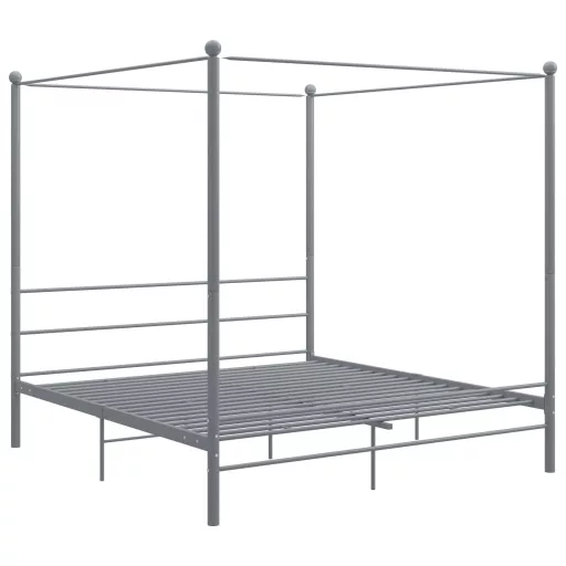Szürke fém baldachinos ágykeret 200 x 200 cm