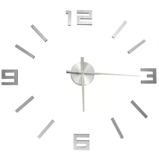 Ezüstszínű modern 3D falióra 100 cm XXL