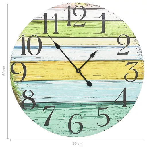 Többszínű MDF falióra 60 cm