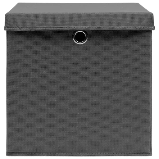 10 db szürke fedeles tárolódoboz 28 x 28 x 28 cm