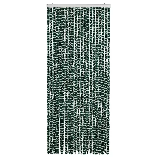 Zöld és fehér zsenília rovarfüggöny 90 x 220 cm