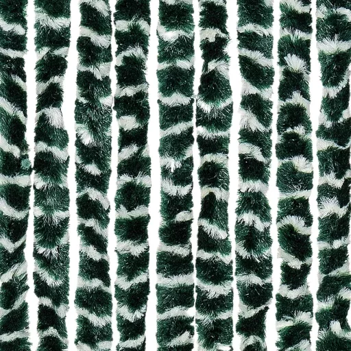 Zöld és fehér zsenília rovarfüggöny 90 x 220 cm