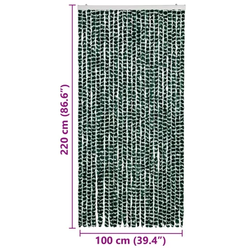 Zöld és fehér zsenília rovarfüggöny 100 x 220 cm