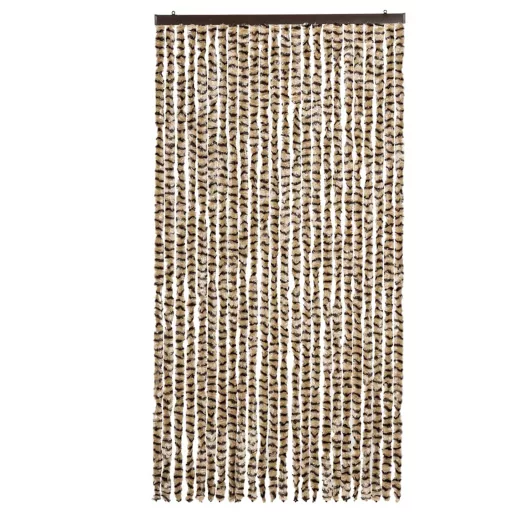Bézs és barna zsenília rovarfüggöny 100 x 220 cm