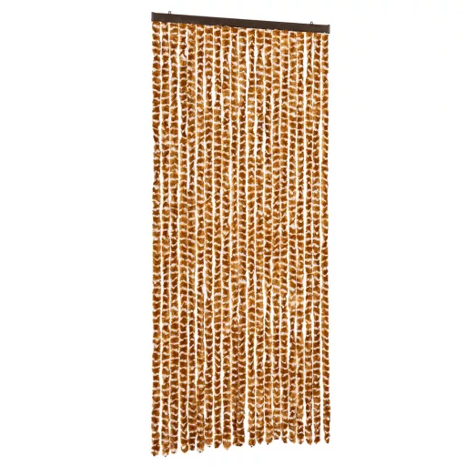 Okkersárga és fehér zsenília rovarfüggöny 90 x 220 cm