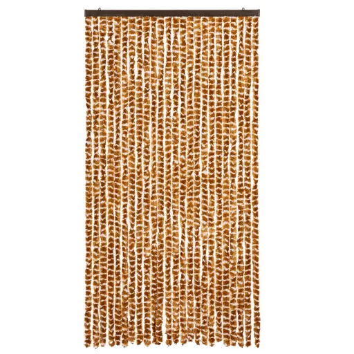 Okkersárga és fehér zsenília rovarfüggöny 100 x 220 cm