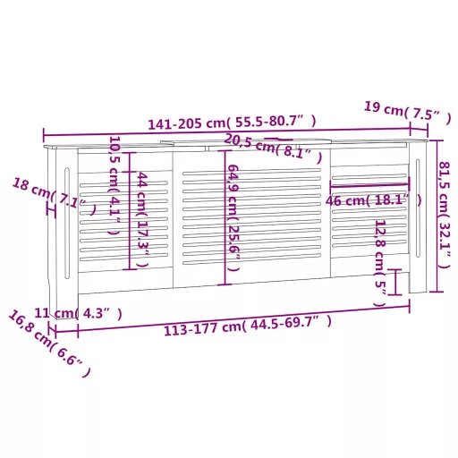 Fehér MDF radiátorburkolat 205 cm