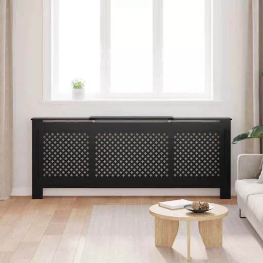Fekete MDF radiátorburkolat 205 cm