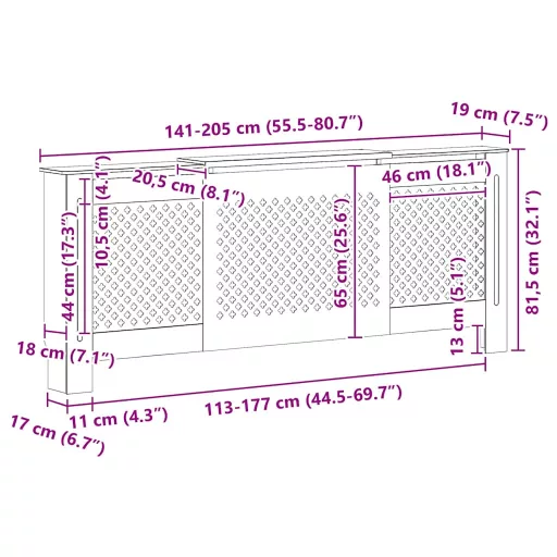 MDF radiátorburkolat 205 cm