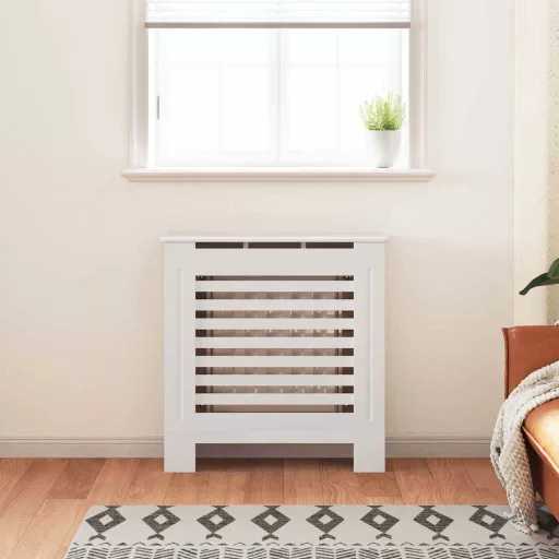 Fehér MDF radiátorburkolat 78 cm
