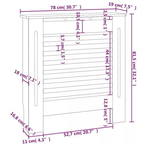 Fehér MDF radiátorburkolat 78 cm
