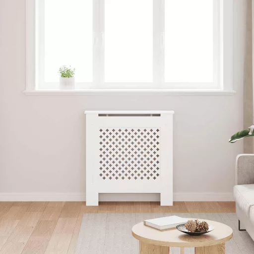 Fehér MDF radiátorburkolat 78 cm