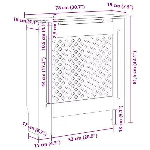 Fehér MDF radiátorburkolat 78 cm