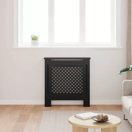 Fekete MDF radiátorburkolat 78 cm