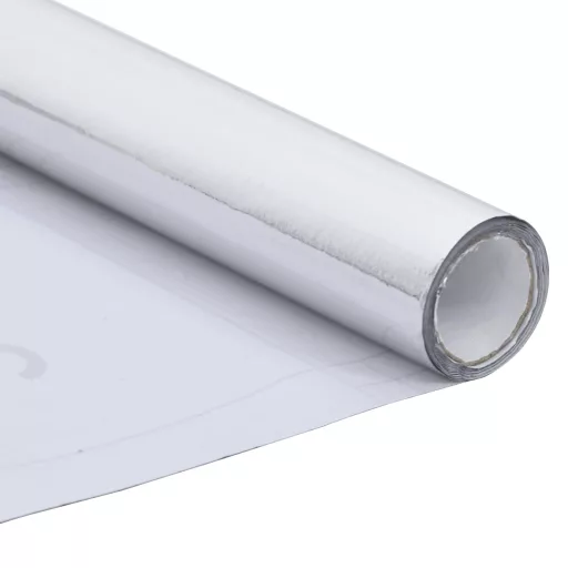 Magasfényű ezüst öntapadó PVC bútorfólia 500 x 90 cm