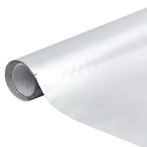 Magasfényű ezüst öntapadó PVC bútorfólia 500 x 90 cm