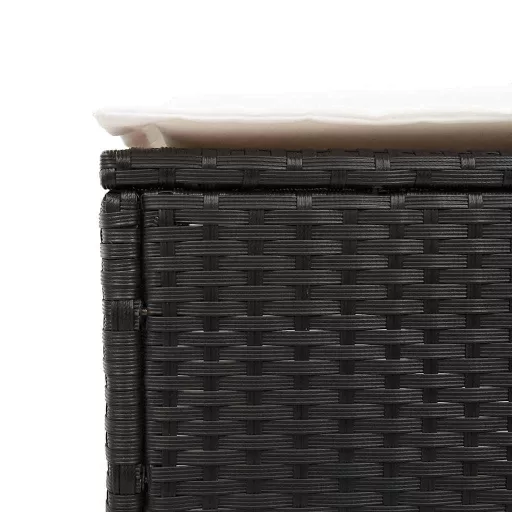 2 db fekete polyrattan napozóágy párnával