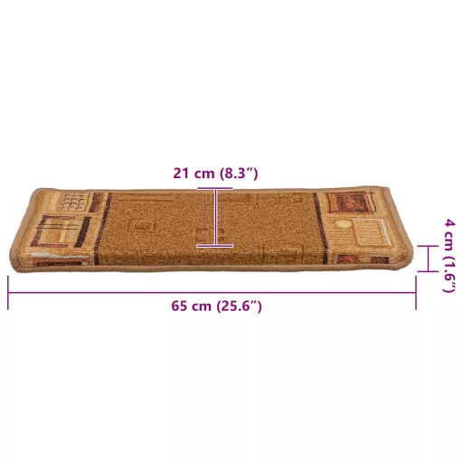 15 db bézs öntapadó lépcsőszőnyeg 65x21x4 cm