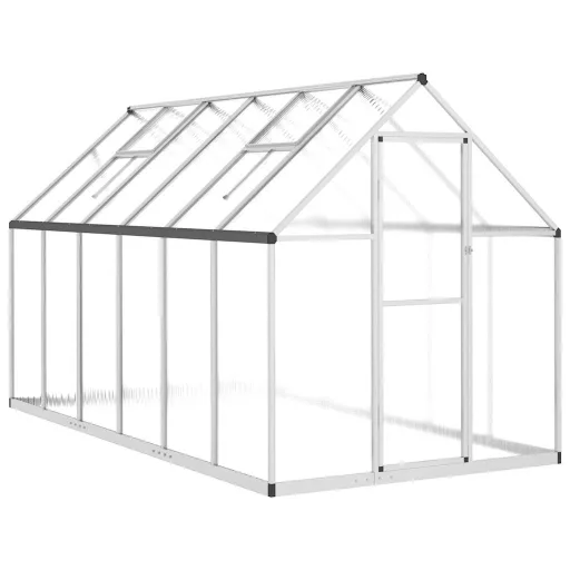 Ezüstszínű alumínium melegház alapvázzal 334x169x195 cm