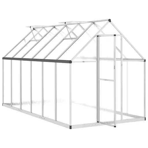 Ezüstszínű alumínium melegház alapvázzal 334x169x195 cm
