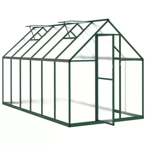 Zöld alumínium melegház alapvázzal 334x169x195 cm