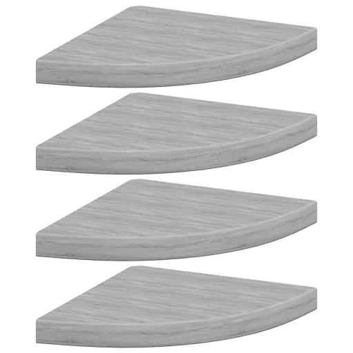 4 db betonszürke MDF fali sarokpolc 35 x 35 x 3,8 cm