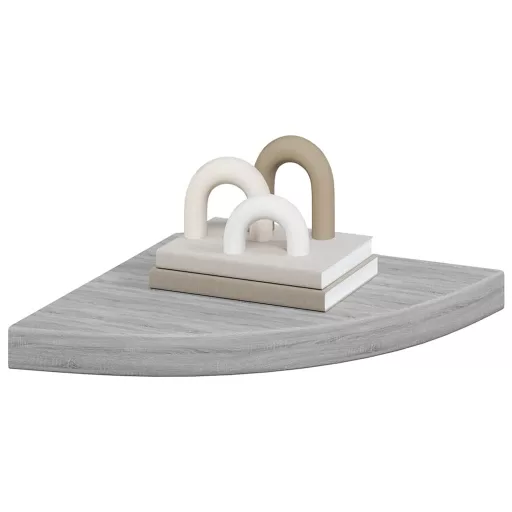 4 db betonszürke MDF fali sarokpolc 35 x 35 x 3,8 cm