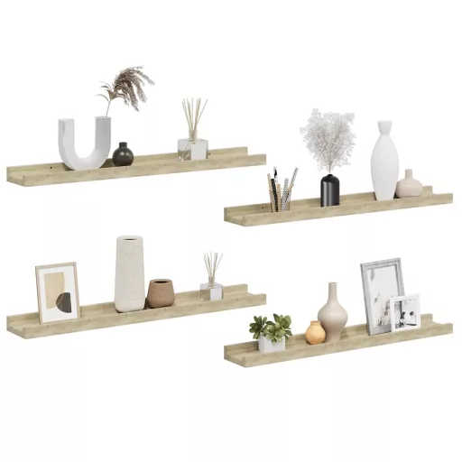 4 db sonoma tölgy színű fali polc 60 x 9 x 3 cm