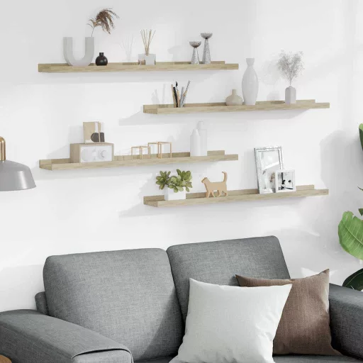 4 db sonoma tölgy színű fali polc 80 x 9 x 3 cm