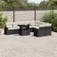 10 részes fekete polyrattan kerti ülőgarnitúra párnákkal
