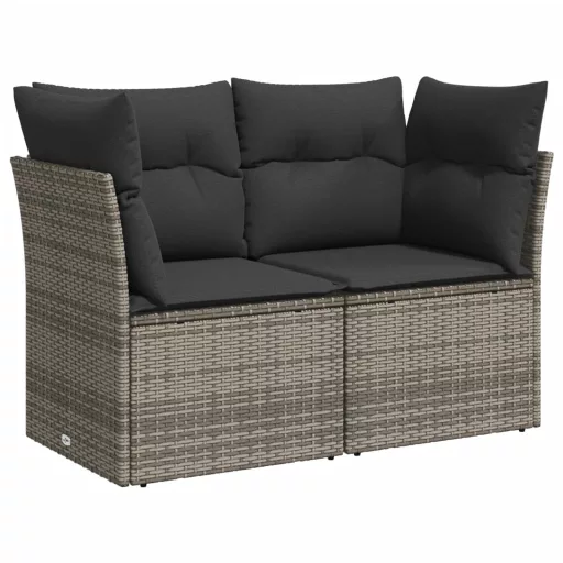 10 részes szürke polyrattan kerti ülőgarnitúra párnákkal