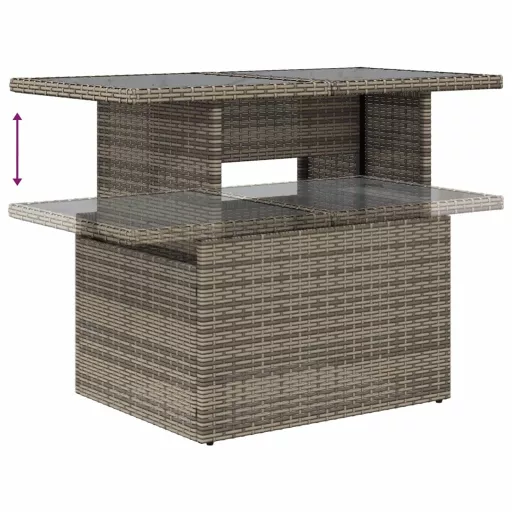 10 részes szürke polyrattan kerti ülőgarnitúra párnákkal
