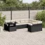 10 részes fekete polyrattan kerti ülőgarnitúra párnákkal