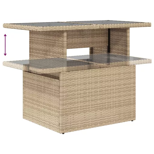10 részes bézs polyrattan kerti ülőgarnitúra párnával