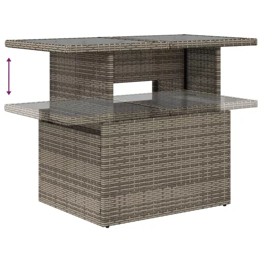 10 részes szürke polyrattan kerti ülőgarnitúra párnákkal