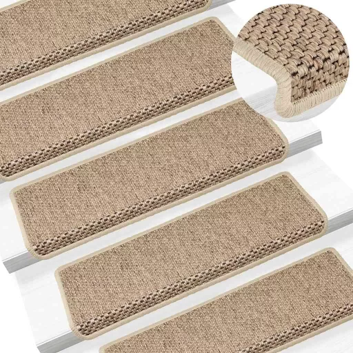 15 db szizál hatású homokszínű öntapadó lépcsőszőnyeg 65x21x4cm