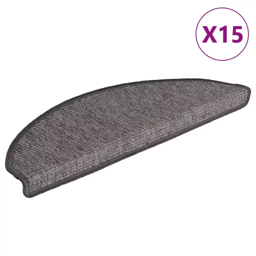15 db bézs és szürke félkör alakú lépcsőszőnyeg 65 x 21 x 4 cm, nagy