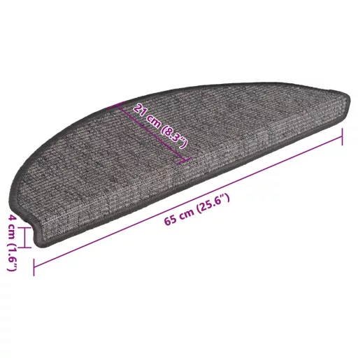 15 db bézs és szürke félkör alakú lépcsőszőnyeg 65 x 21 x 4 cm, nagy