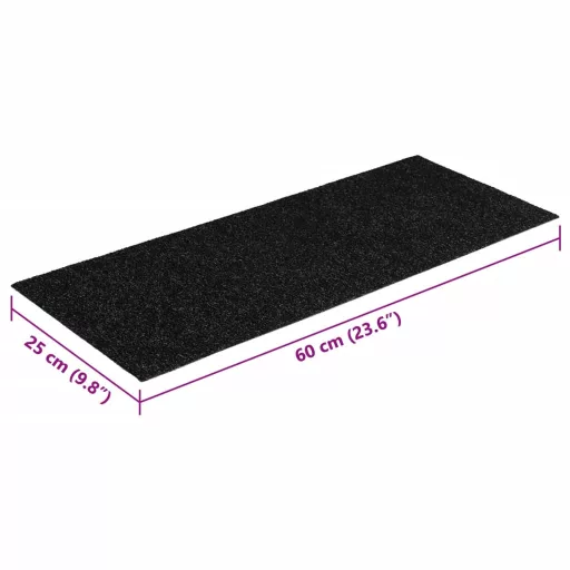 Öntapadós lépcsőszőnyegek 15 db 60 x 25 cm fekete téglalap alakú