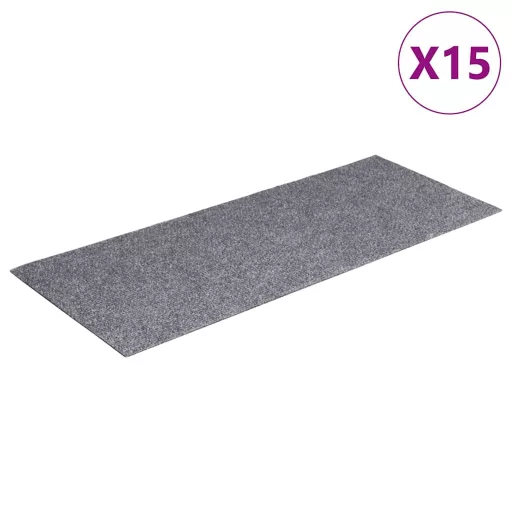 15 db öntapadós lépcsőszőnyeg, 60 x 25 cm, világosszürke, téglalap alakú
