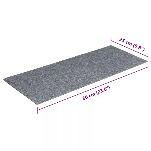 15 db öntapadós lépcsőszőnyeg, 60 x 25 cm, világosszürke, téglalap alakú