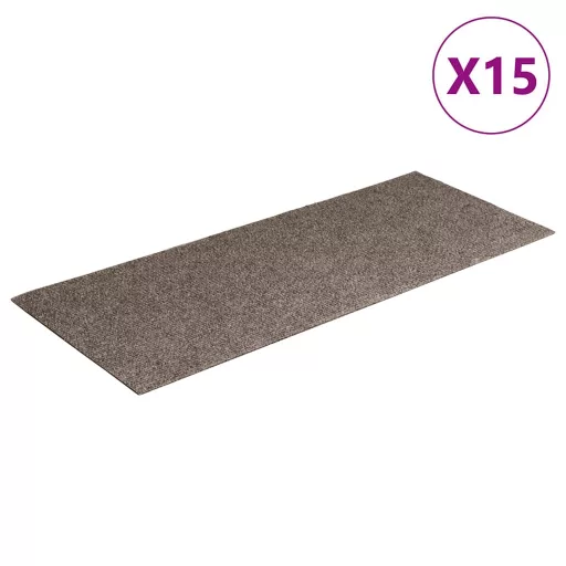 Öntapadós lépcsőszőnyegek 15 db 60 x 25 cm bézs téglalap alakú